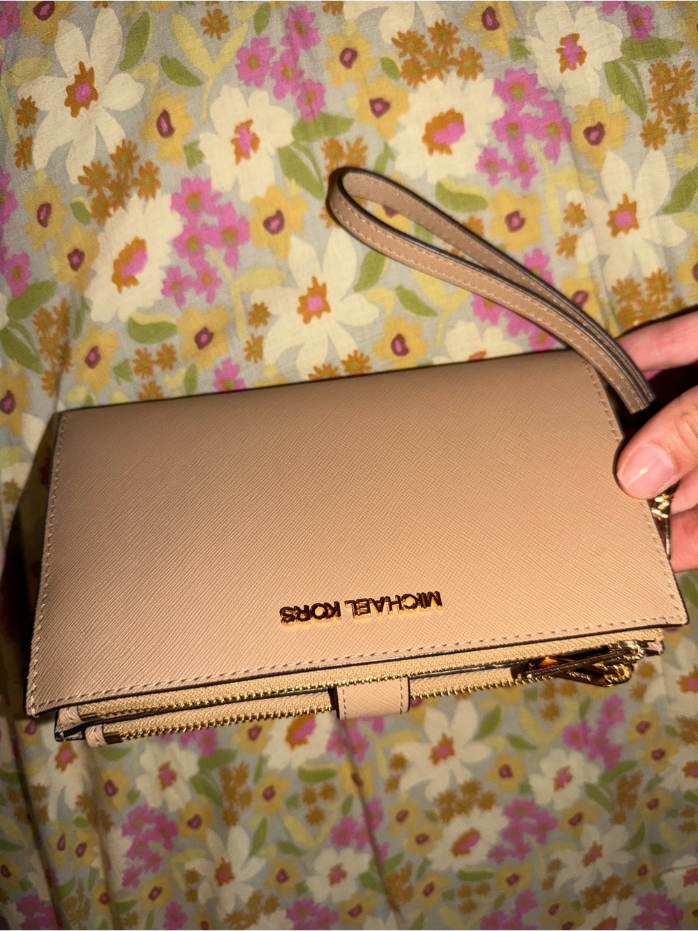 Michael Kors Tan Saffiano Leather Wristlet
